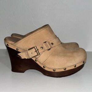 UGG  Leather Mules with Brown Wedge